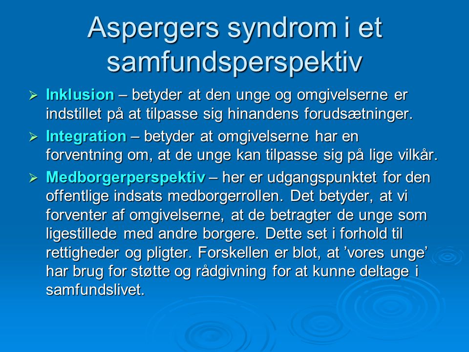 Aspergers syndrom i et samfundsperspektiv