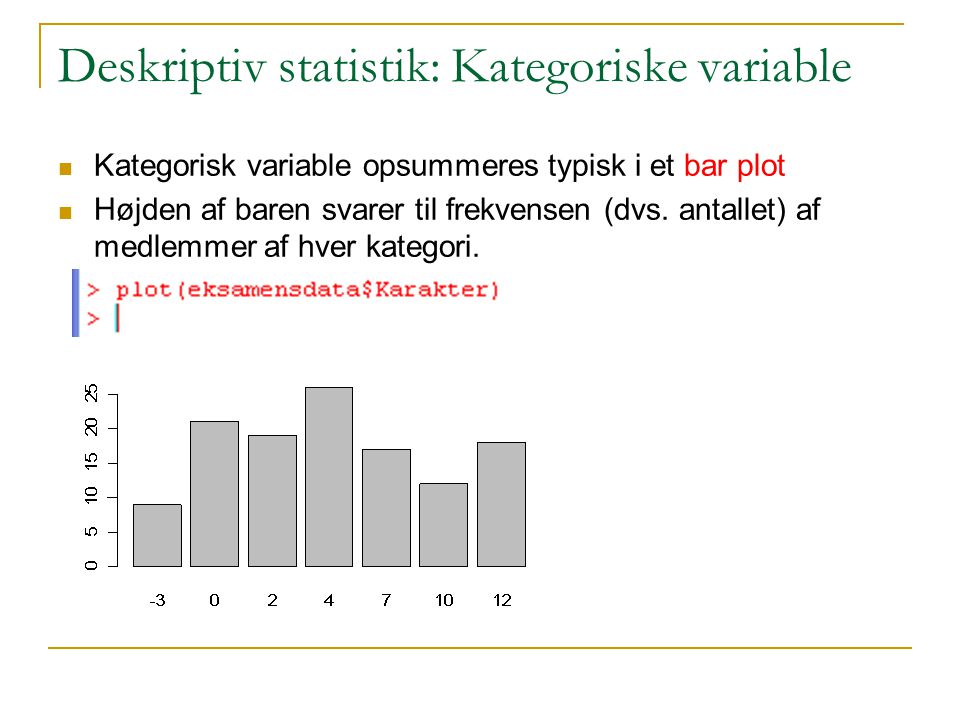 Deskriptiv statistik: Kategoriske variable