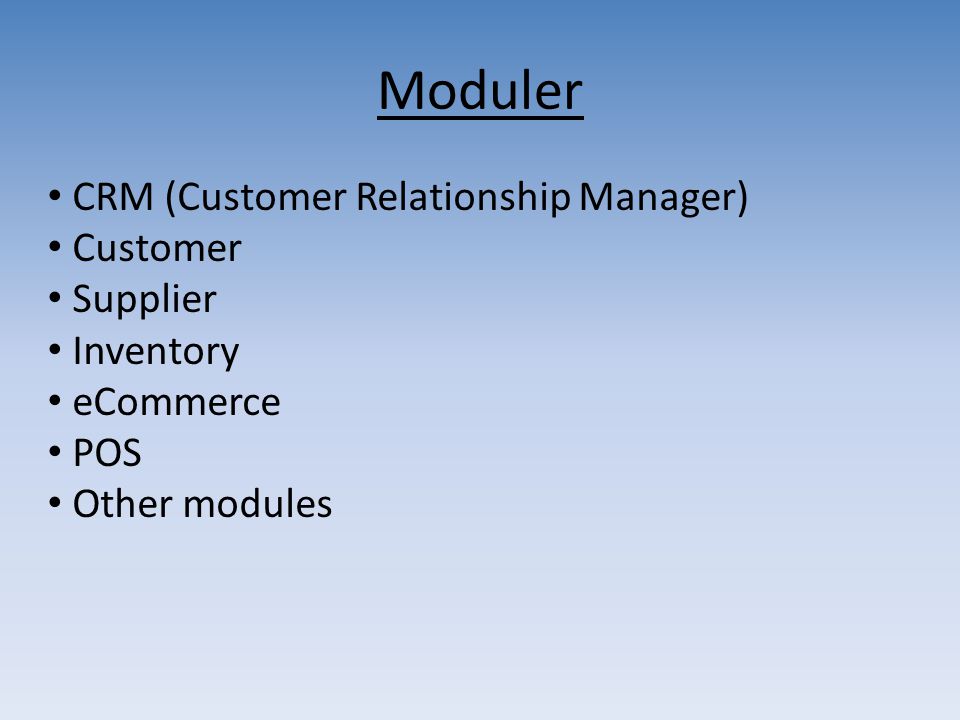 Moduler CRM (Customer Relationship Manager) Customer Supplier
