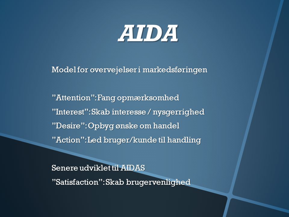 AIDA Model for overvejelser i markedsføringen