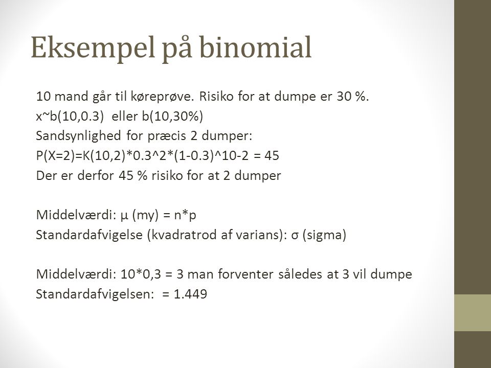 Eksempel på binomial