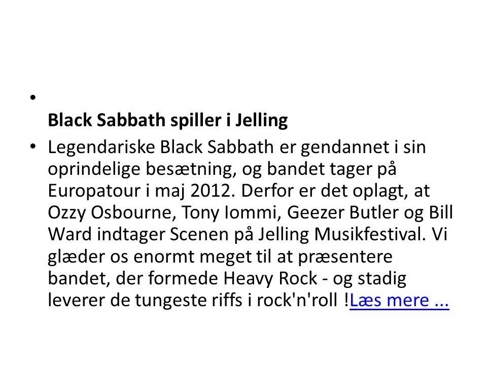 Black Sabbath spiller i Jelling