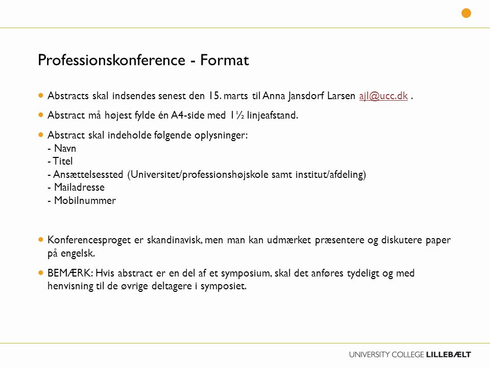 Professionskonference - Format