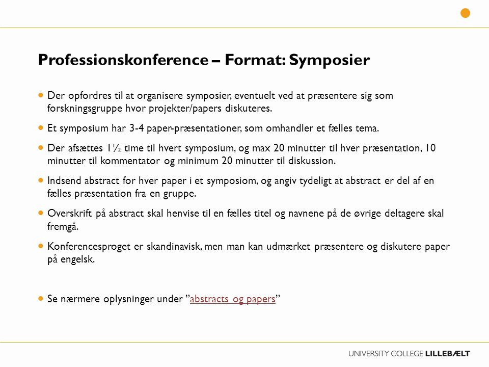 Professionskonference – Format: Symposier