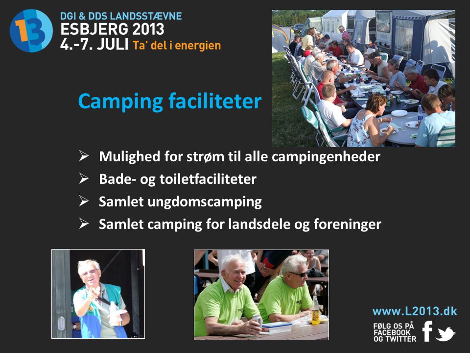 Camping faciliteter Mulighed for strøm til alle campingenheder