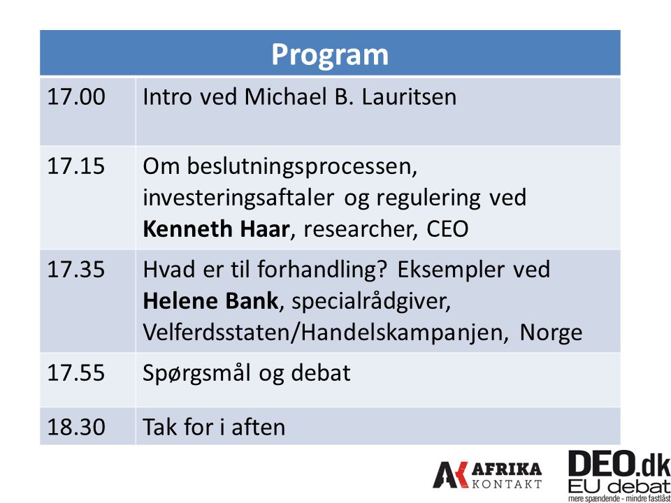 Program Intro ved Michael B. Lauritsen 17.15