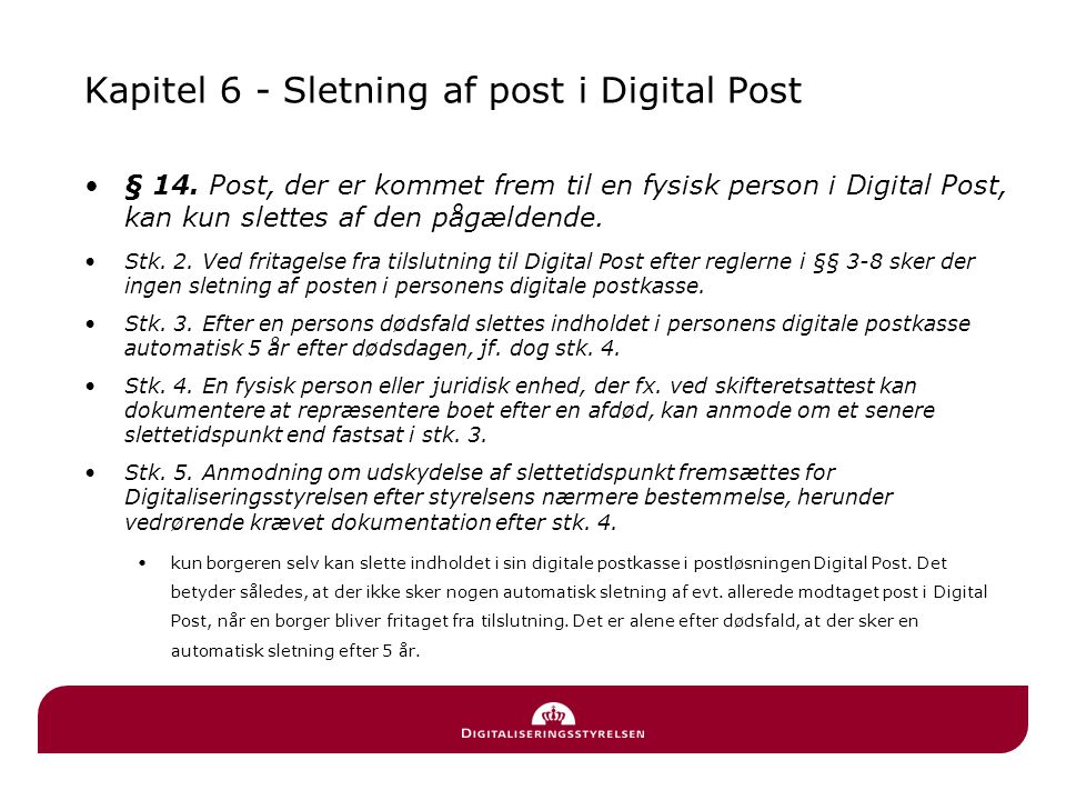 Kapitel 6 - Sletning af post i Digital Post