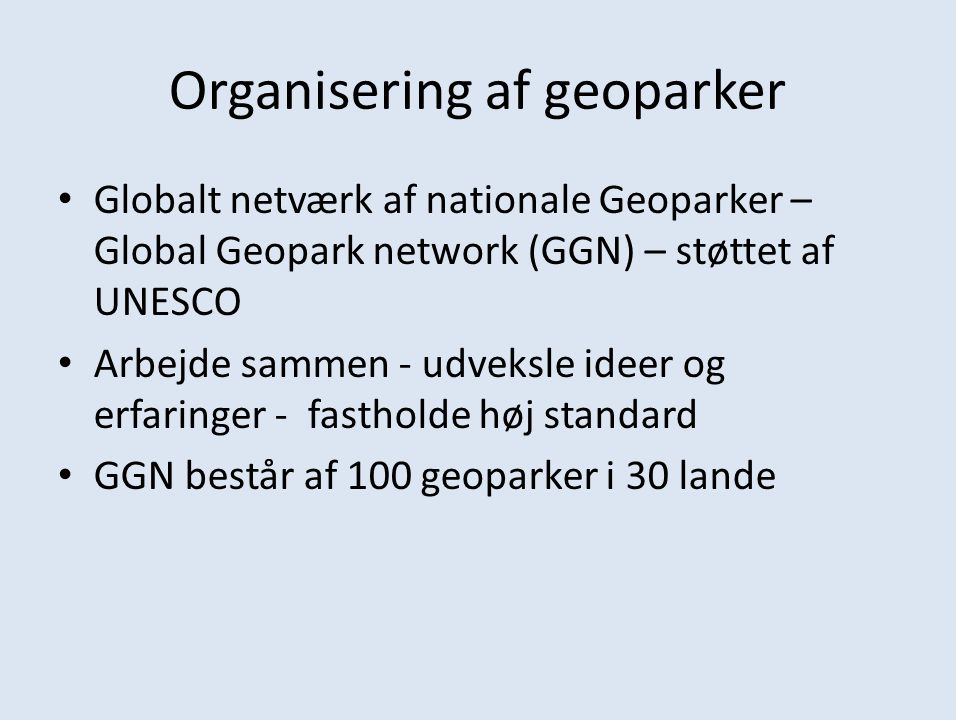 Organisering af geoparker
