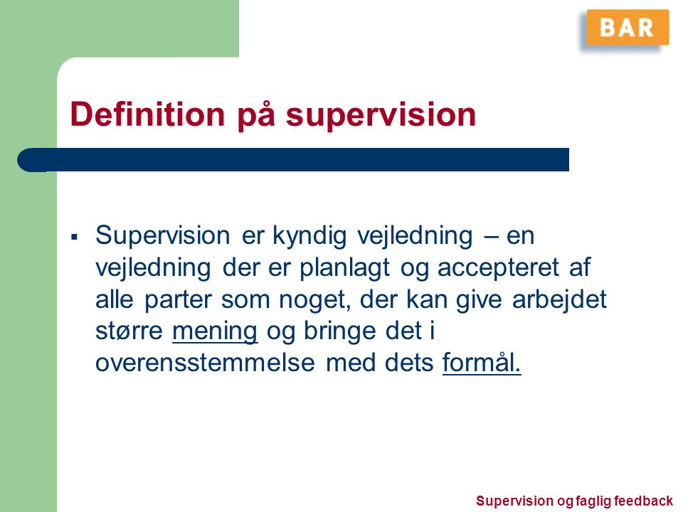 Definition på supervision