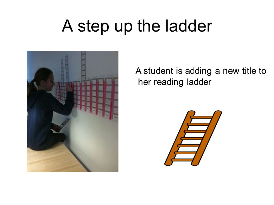 A step up the ladder A student is adding a new title to
