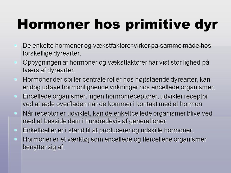 Hormoner hos primitive dyr