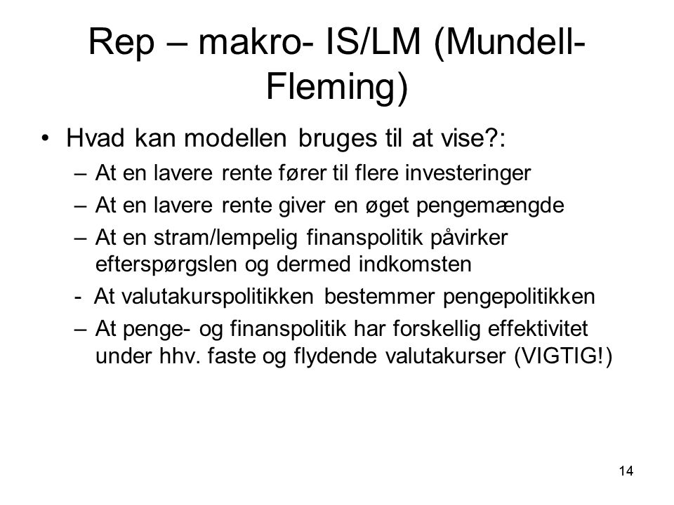 Rep – makro- IS/LM (Mundell-Fleming)