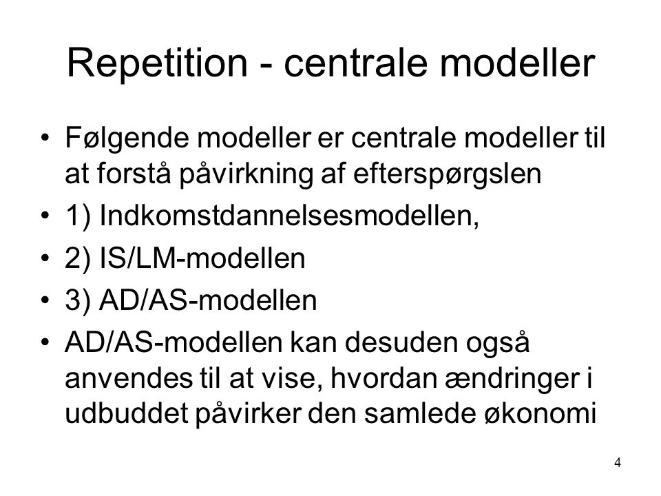 Repetition - centrale modeller