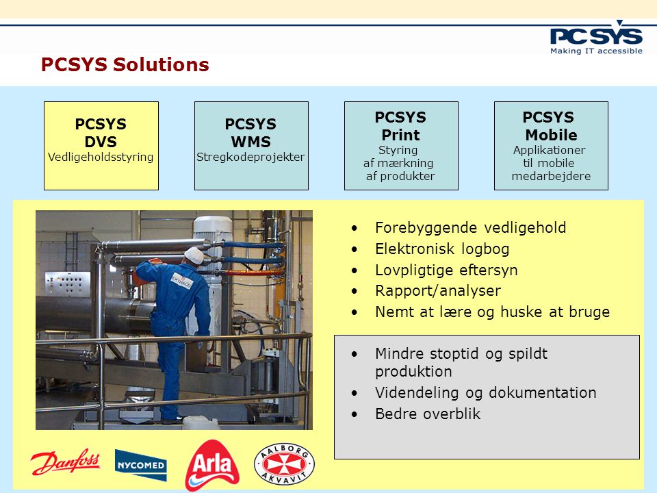 PCSYS Solutions PCSYS DVS PCSYS WMS PCSYS Print PCSYS Mobile