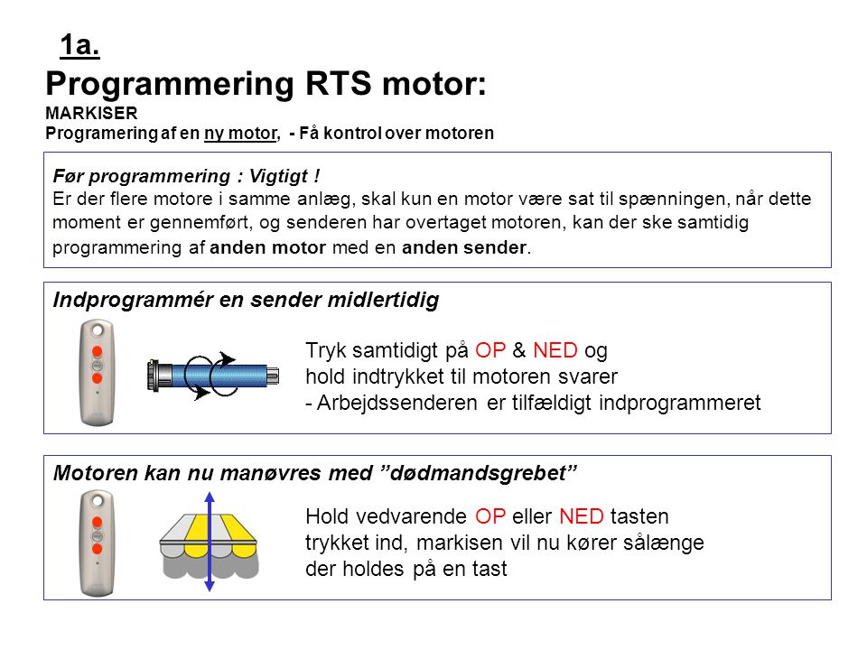 Programmering RTS motor: