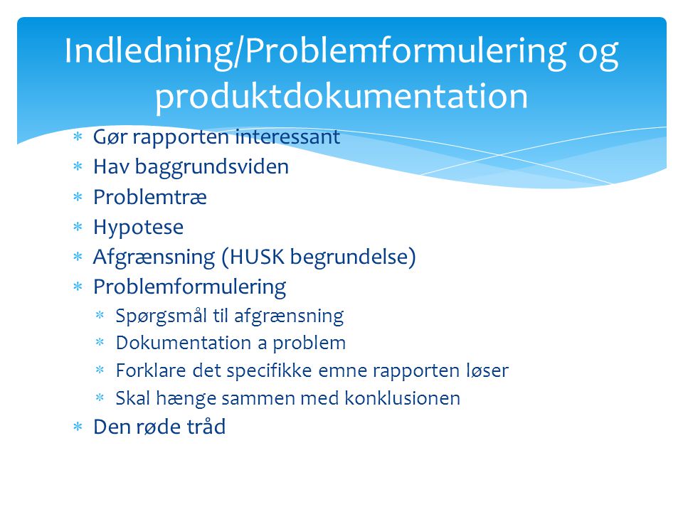 Indledning/Problemformulering og produktdokumentation