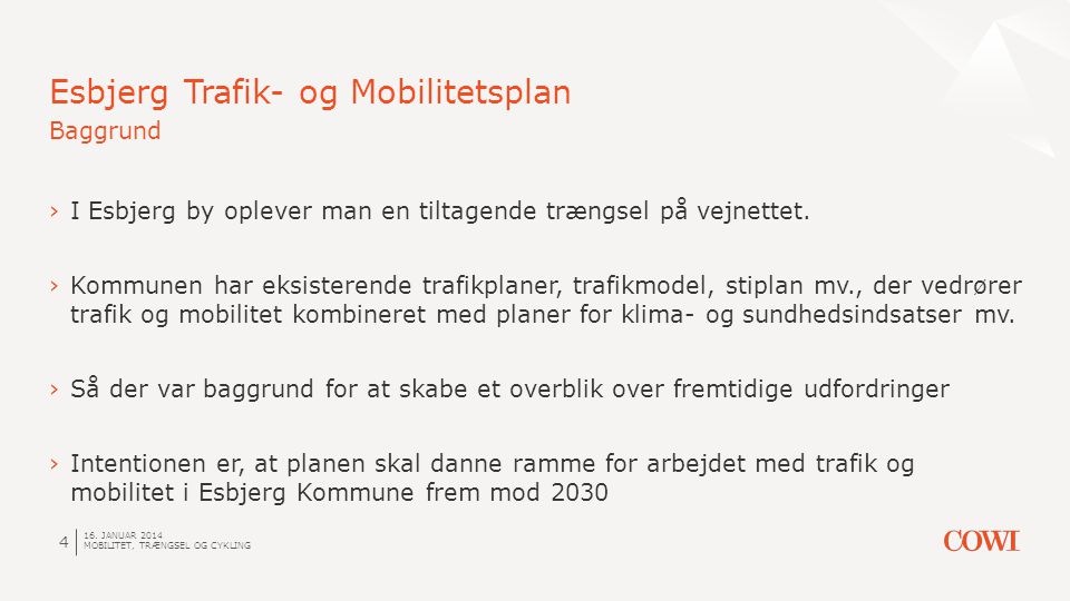 Esbjerg Trafik- og Mobilitetsplan Baggrund
