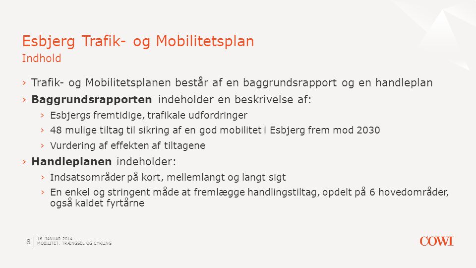 Esbjerg Trafik- og Mobilitetsplan Indhold