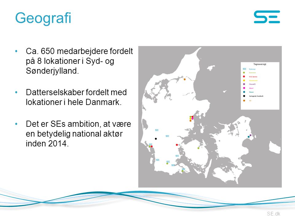 Geografi Ca. 650 medarbejdere fordelt på 8 lokationer i Syd- og Sønderjylland. Datterselskaber fordelt med lokationer i hele Danmark.