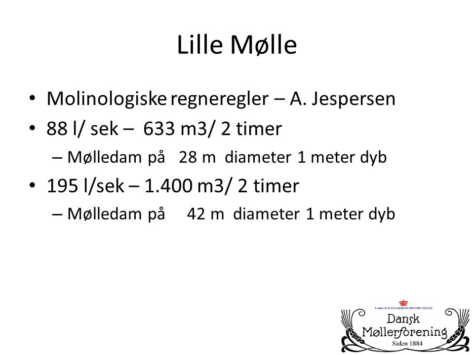 Lille Mølle Molinologiske regneregler – A. Jespersen