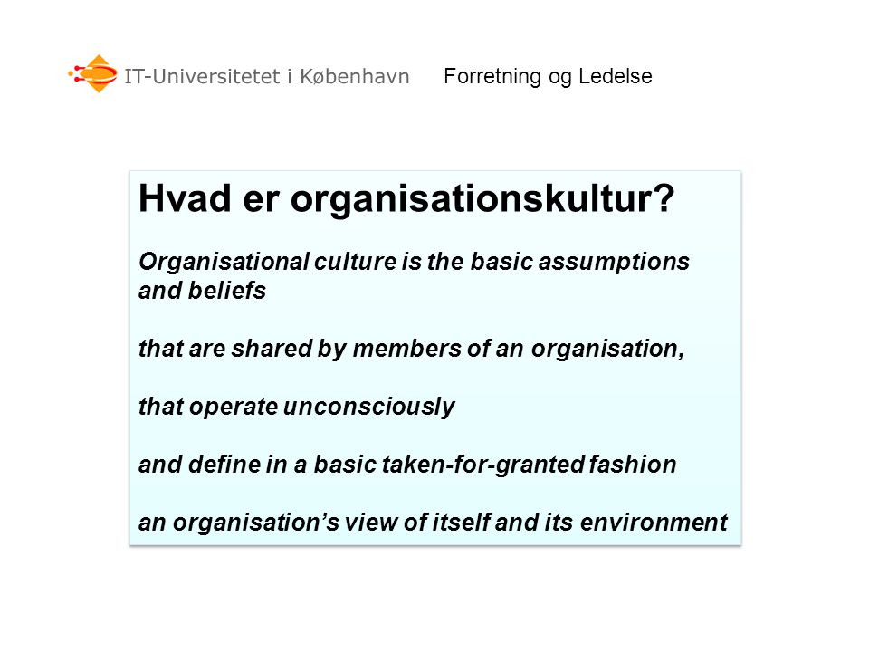 Hvad er organisationskultur