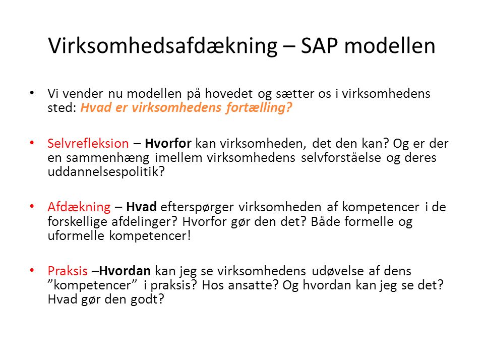 Virksomhedsafdækning – SAP modellen