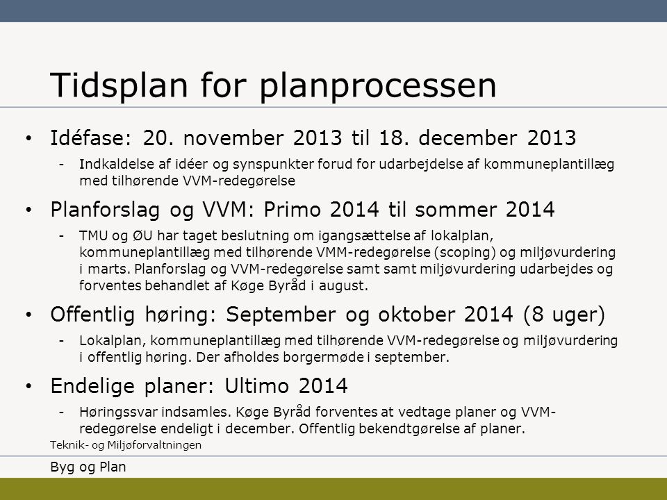 Tidsplan for planprocessen
