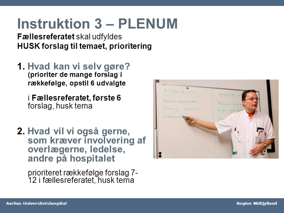 Instruktion 3 – PLENUM Fællesreferatet skal udfyldes HUSK forslag til temaet, prioritering