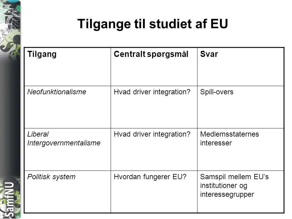 Tilgange til studiet af EU