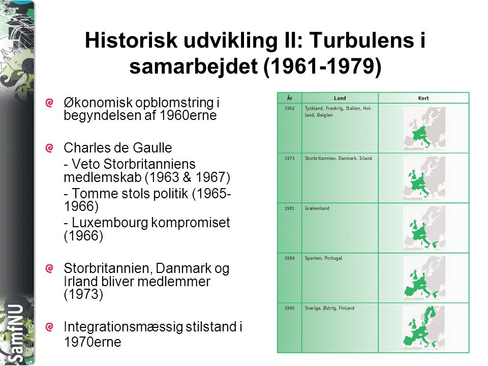 Historisk udvikling II: Turbulens i samarbejdet ( )