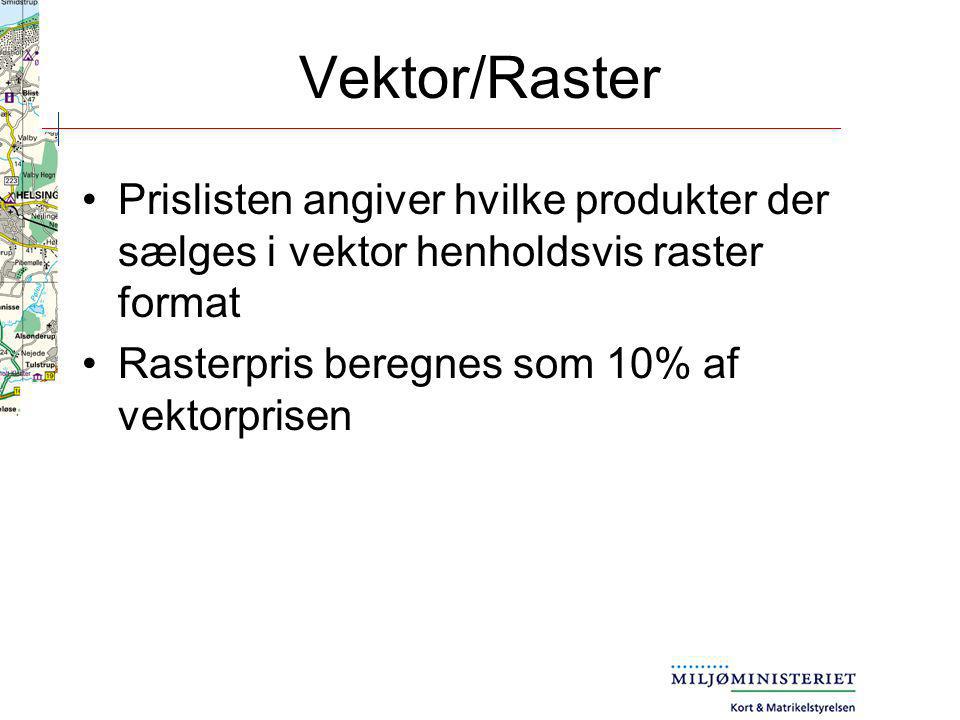 Vektor/Raster Prislisten angiver hvilke produkter der sælges i vektor henholdsvis raster format.