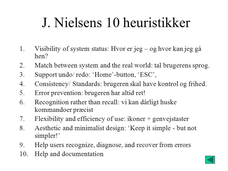 J. Nielsens 10 heuristikker