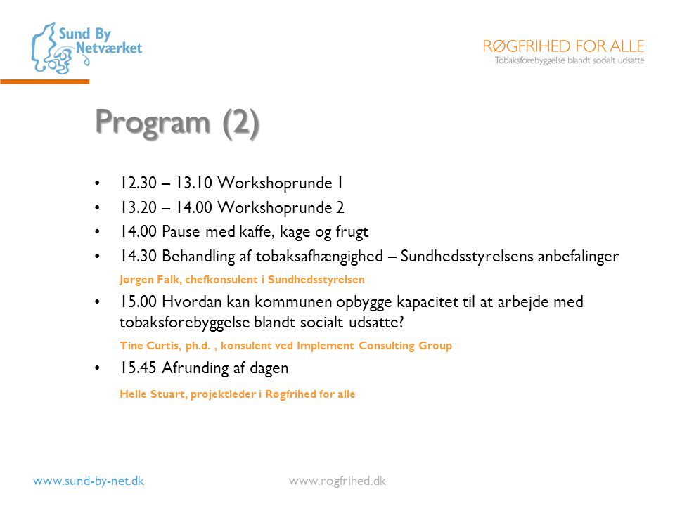Program (2) – Workshoprunde 1