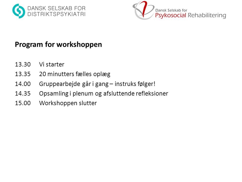 Program for workshoppen