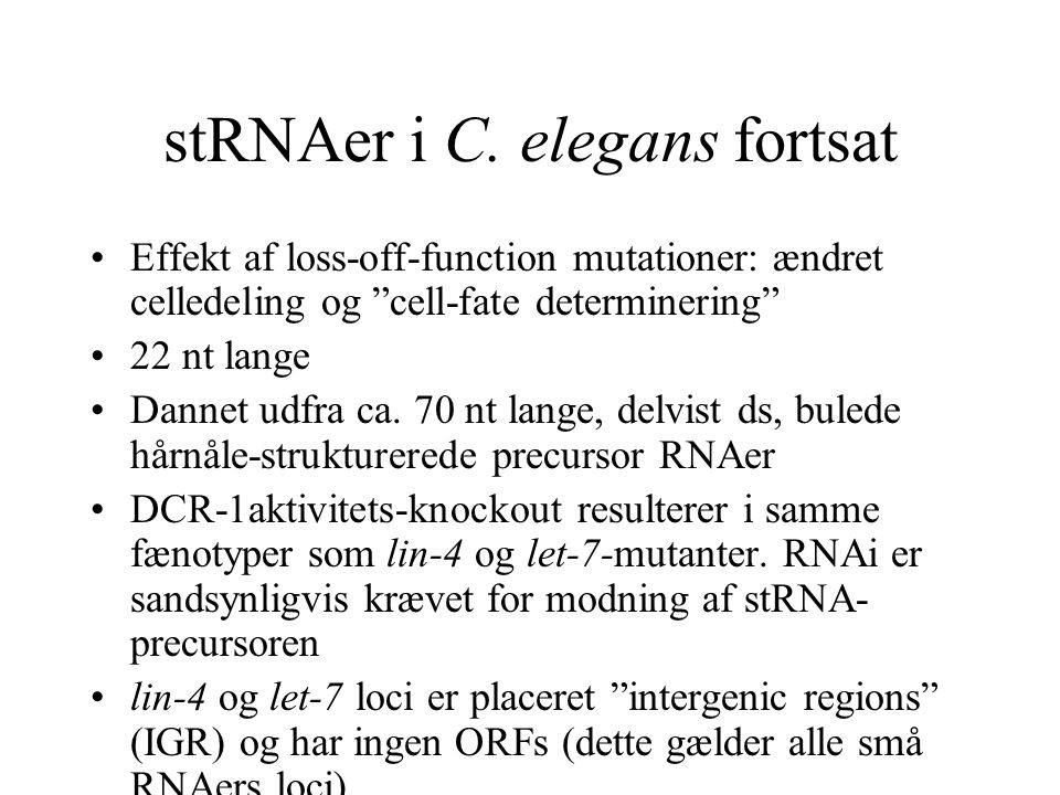 stRNAer i C. elegans fortsat