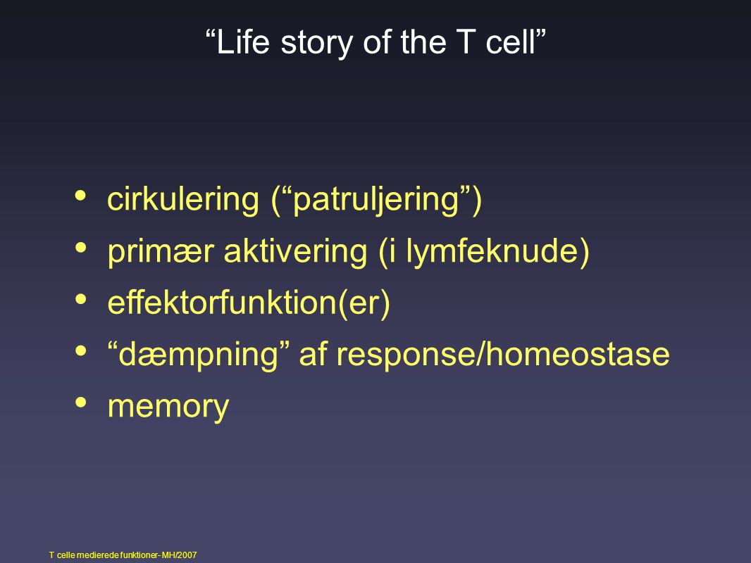 Life story of the T cell