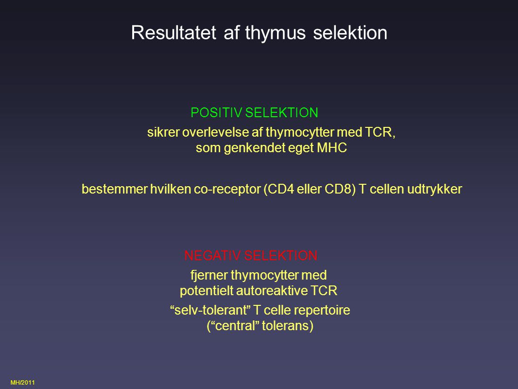 Resultatet af thymus selektion
