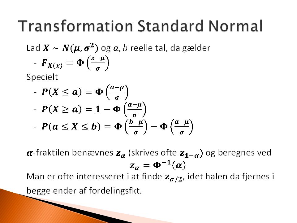 Transformation Standard Normal