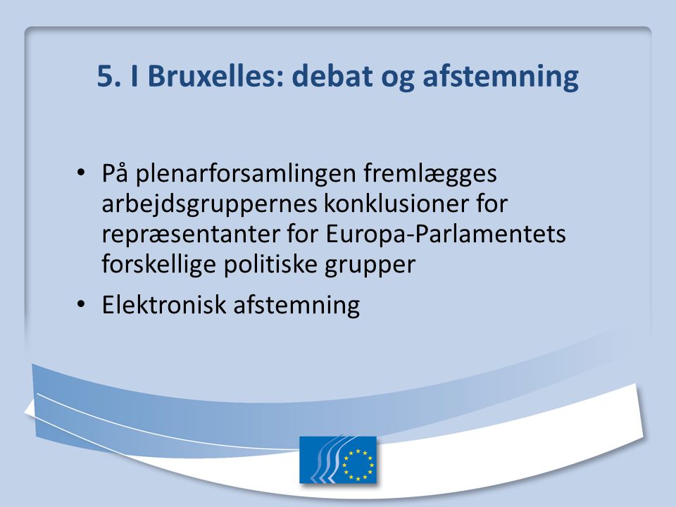 5. I Bruxelles: debat og afstemning