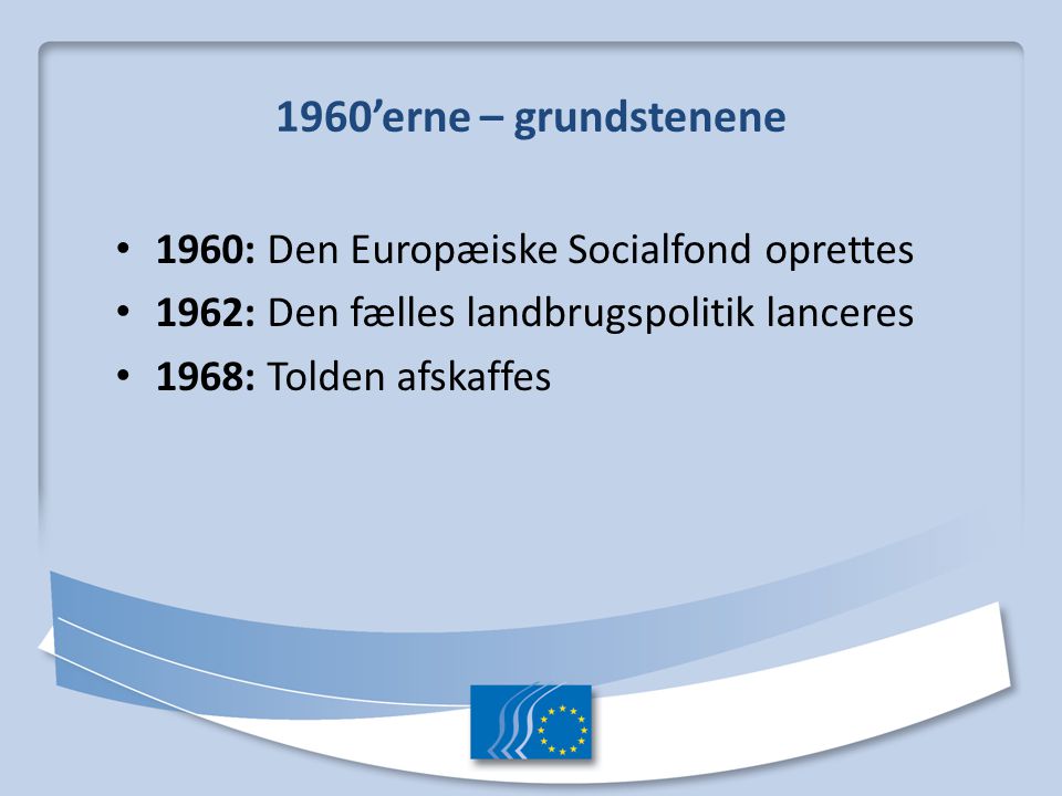 1960’erne – grundstenene 1960: Den Europæiske Socialfond oprettes