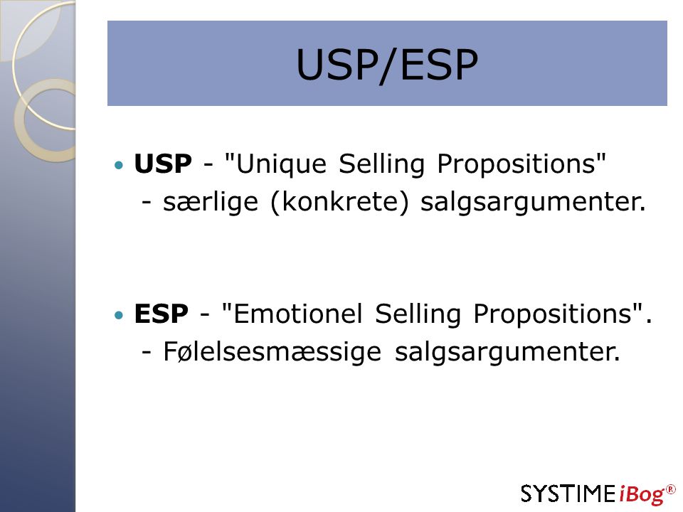 USP/ESP USP - Unique Selling Propositions