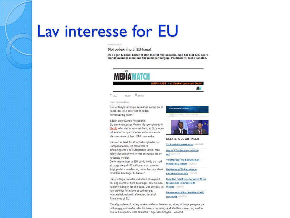 Lav interesse for EU