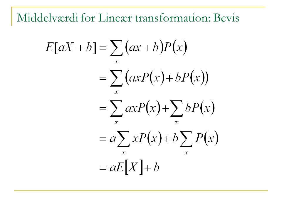 Middelværdi for Lineær transformation: Bevis