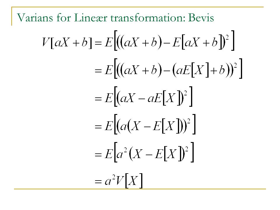 Varians for Lineær transformation: Bevis