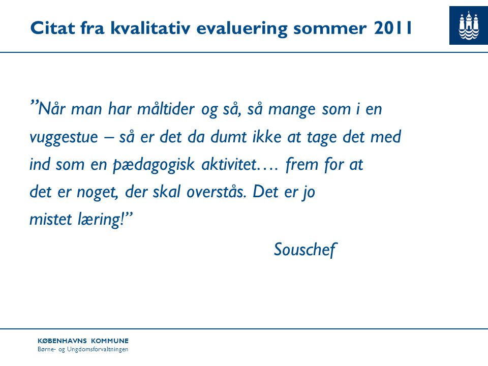 Citat fra kvalitativ evaluering sommer 2011