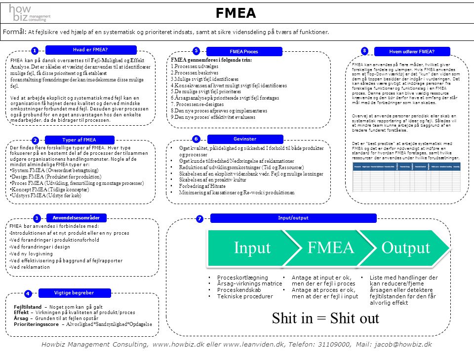 Input FMEA Output Shit in = Shit out FMEA