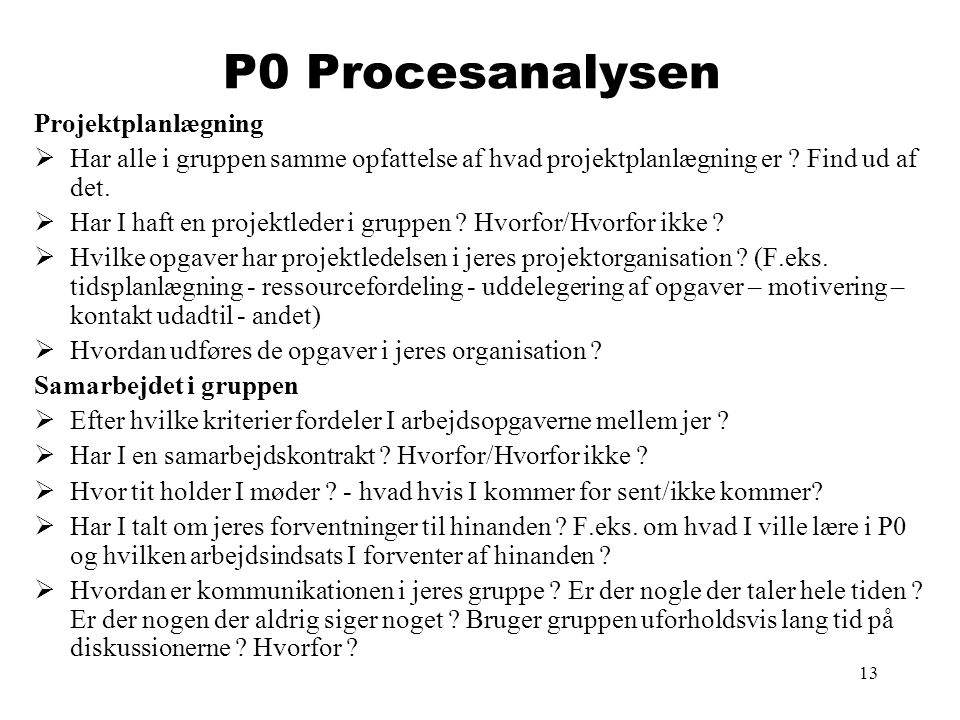 P0 Procesanalysen Projektplanlægning