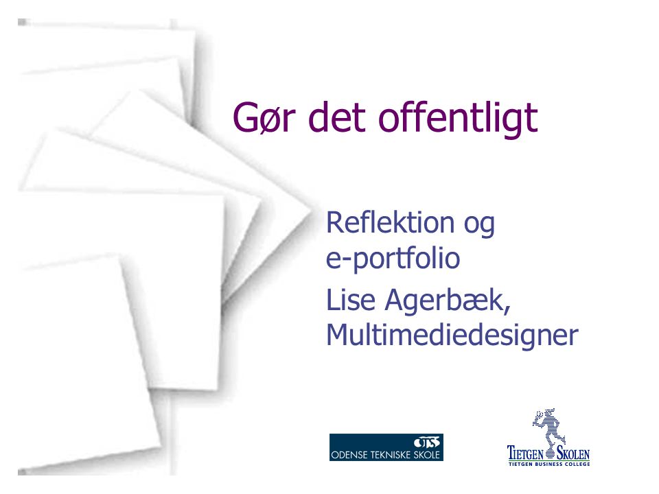 Reflektion og e-portfolio Lise Agerbæk, Multimediedesigner
