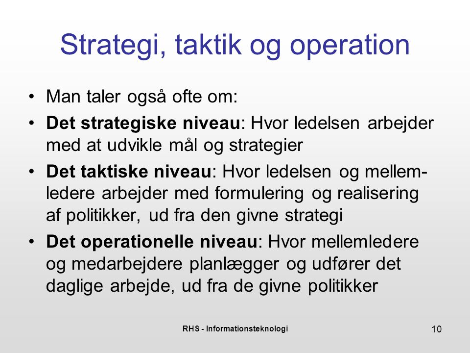 Strategi, taktik og operation