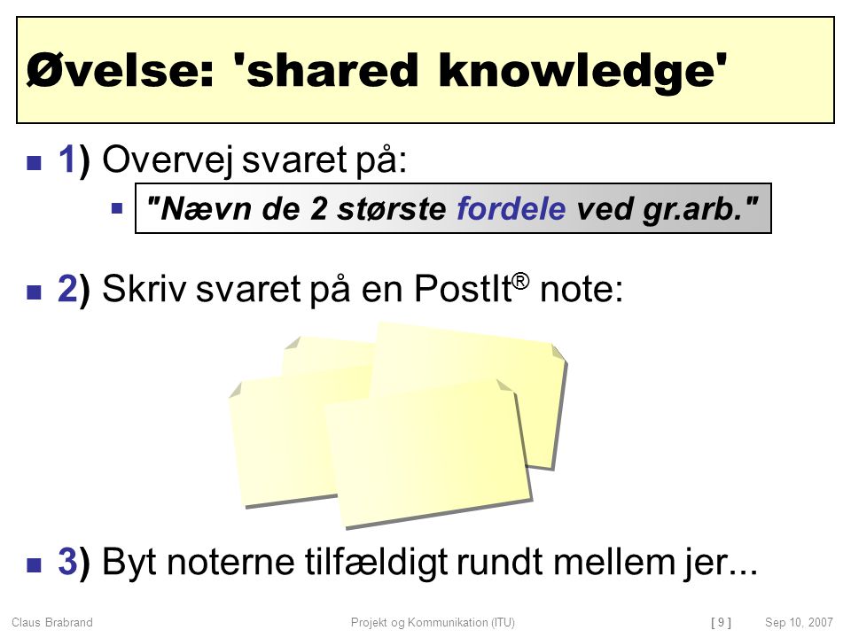 Øvelse: shared knowledge